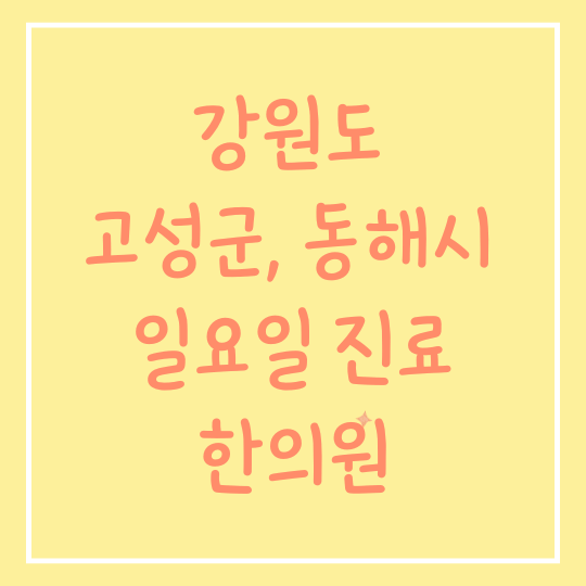 강원도 고성군, 동해시 일요일 진료 한의원