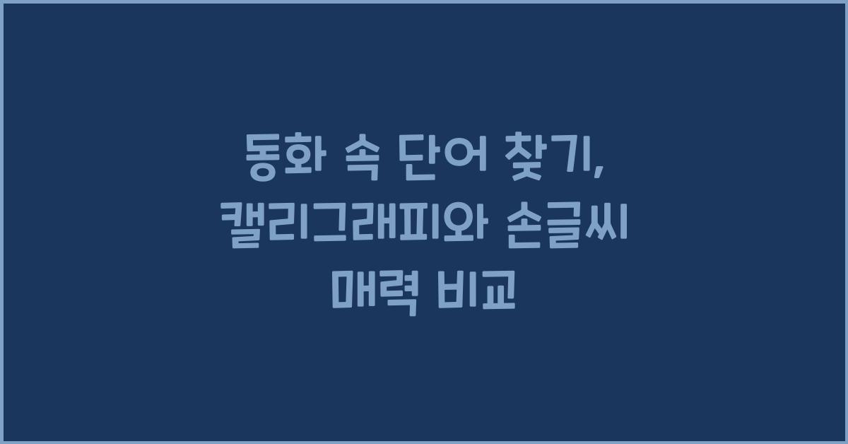 동화 속 단어 찾기, 캘리그래피와 손글씨 비교