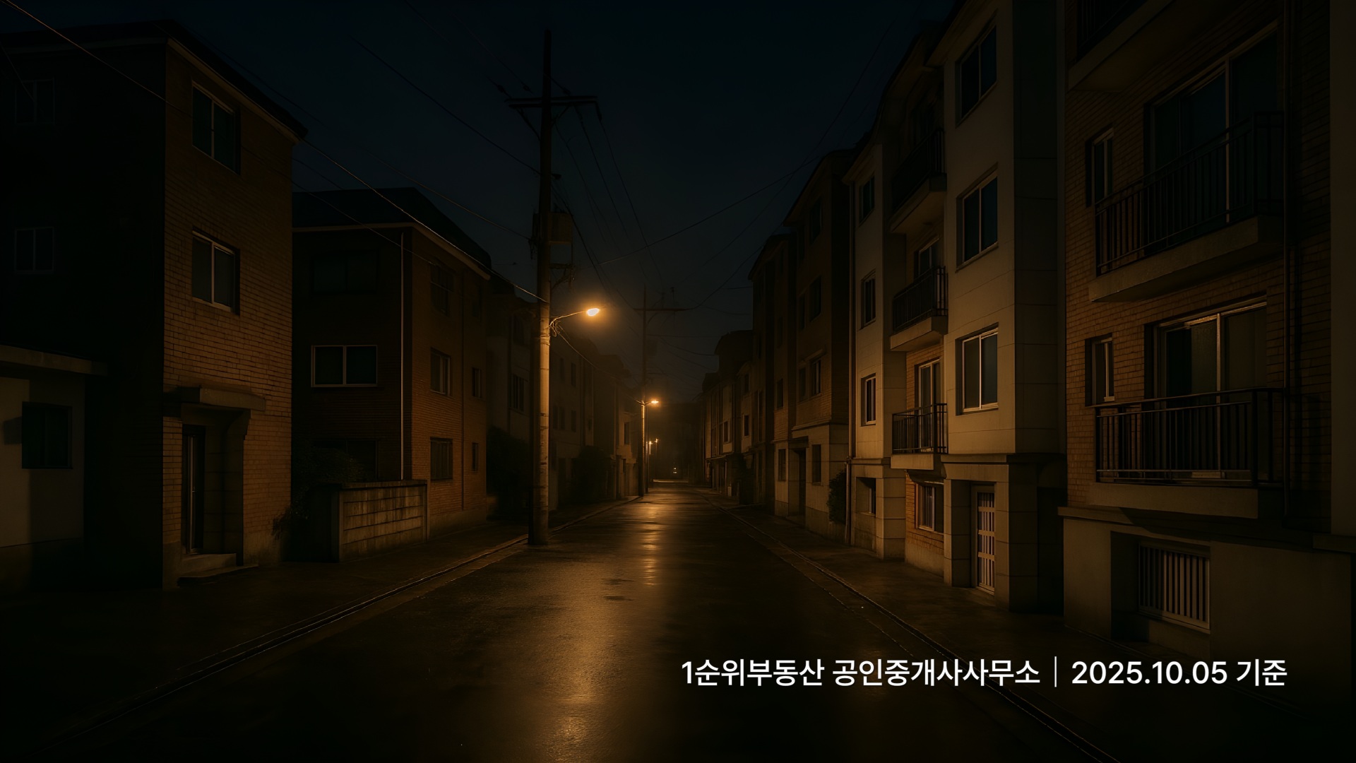 청주 복대동 조용한 이면도로 야경 사진