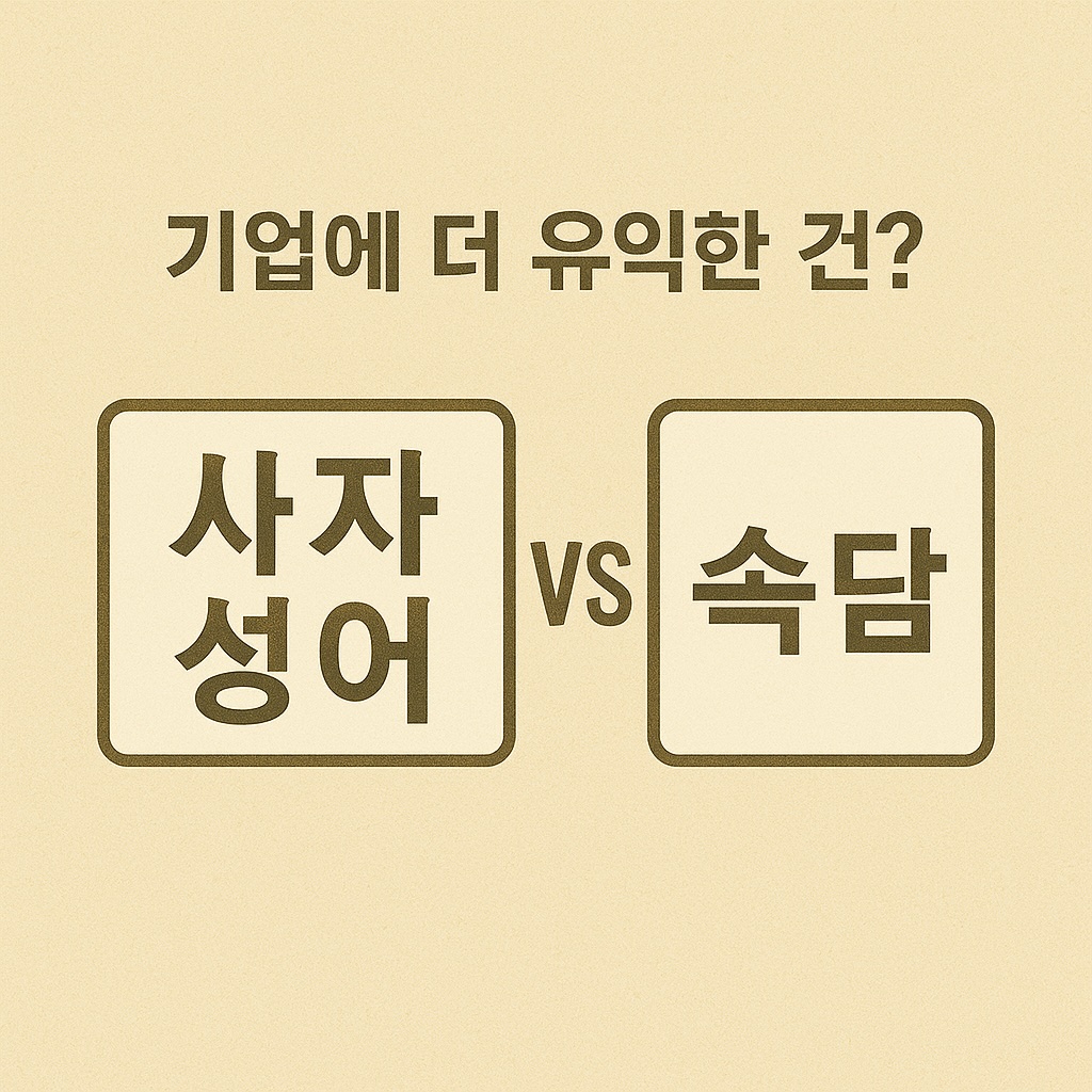사자성어 속담 비교 이미지