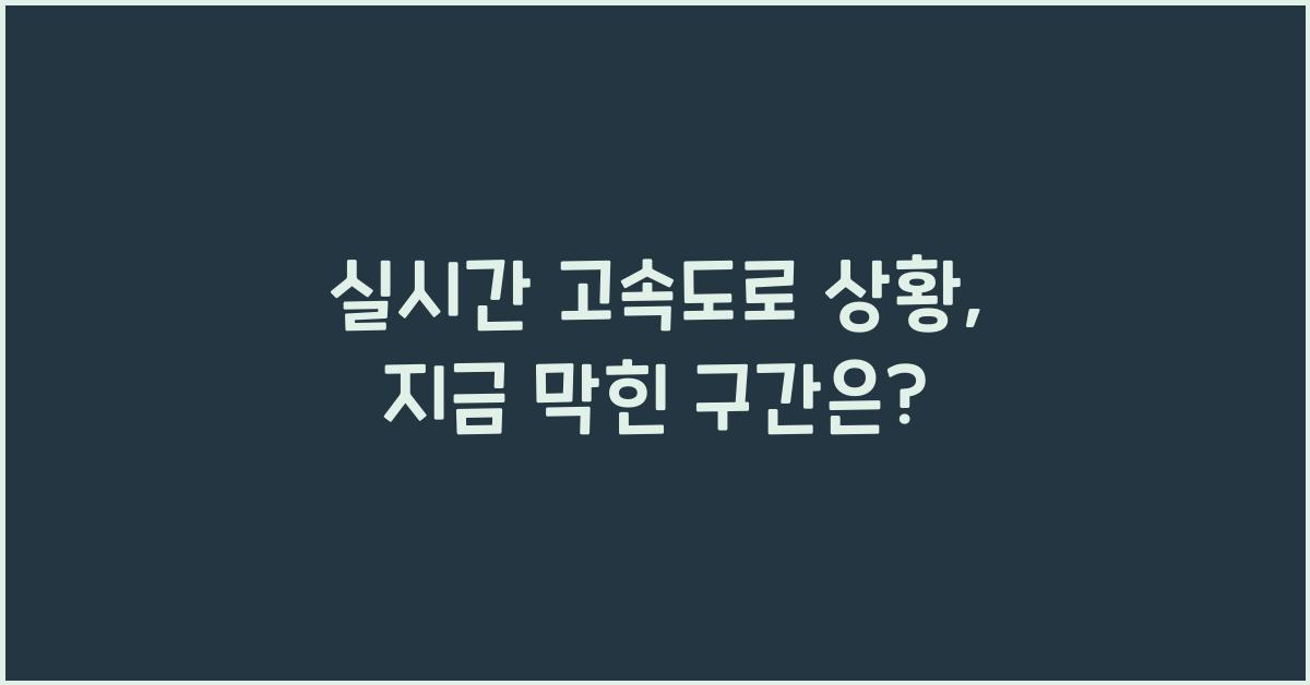 실시간 고속도로 상황