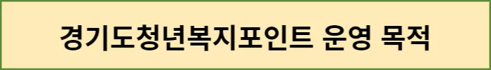 경기도청년복지포인트 운영목적