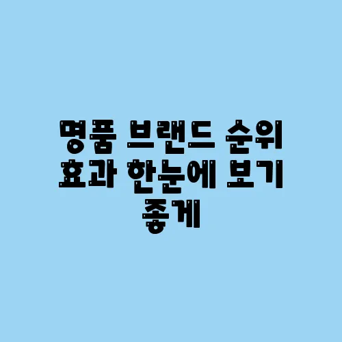 명품 브랜드 순위 효과 한눈에 보기 좋게