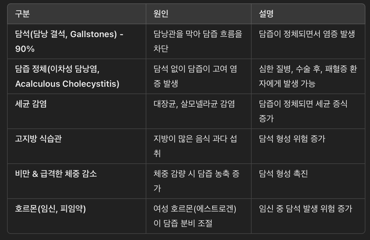 담낭염의 원인