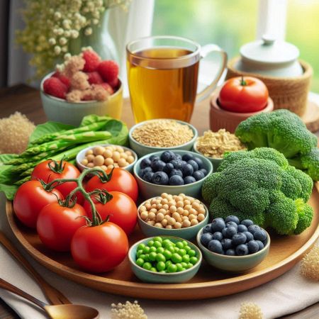 토마토, 베리류, 브로콜리, 콩, 녹차