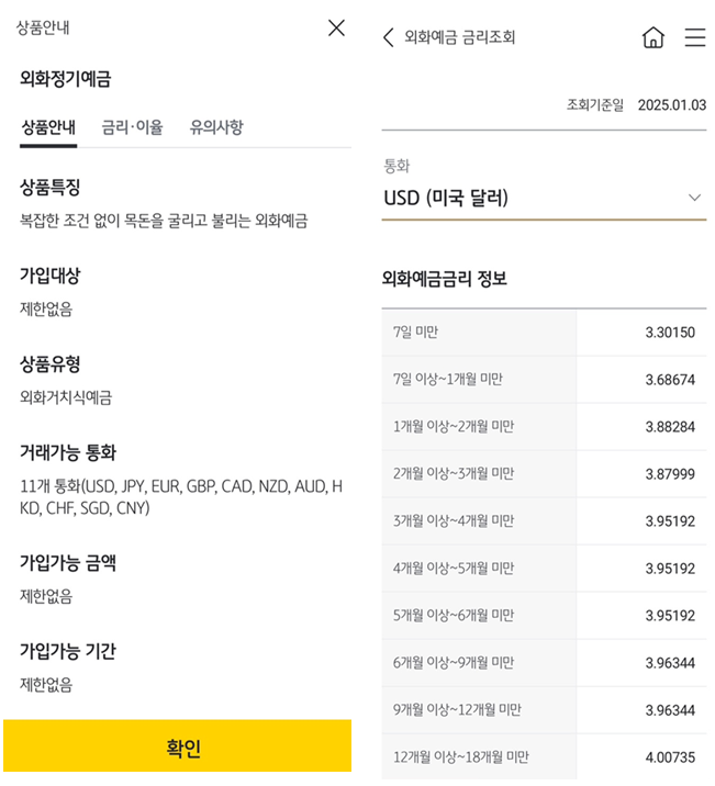 국민은행-외화예금상품-외화예금금리