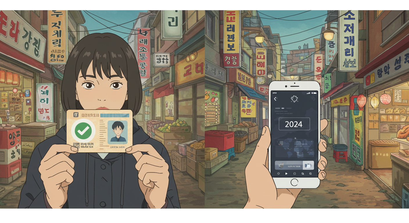 신분증을 확인하거나 카드 사용 기록을 보는 시민