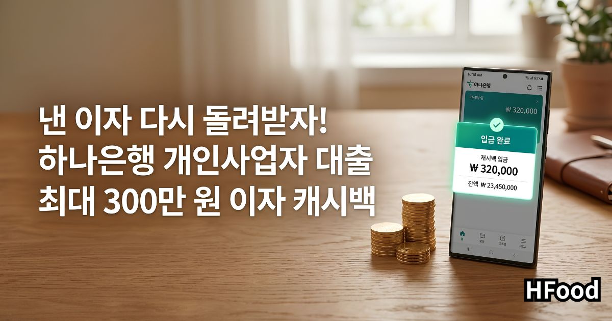 낸 이자 다시 돌려받자! 하나은행 개인사업자 대출 최대 300만 원 이자 캐시백