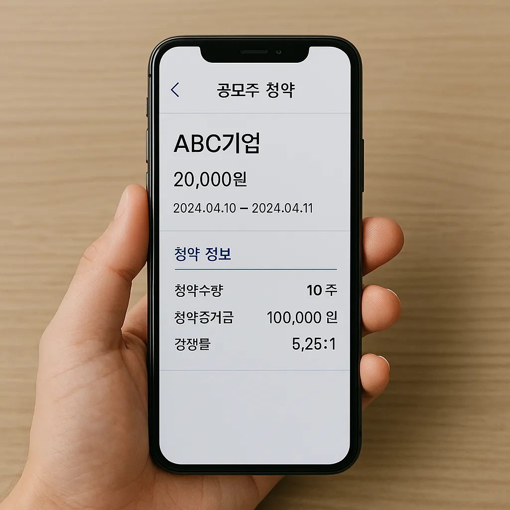 공모주 청약 정보를 표시한 증권사 앱 화면