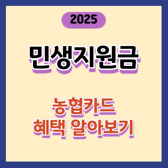 민생지원금 농협카드 혜택 총정리 2025