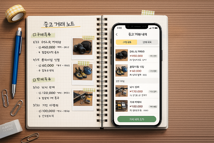 중고 취미 용품 거래 장면