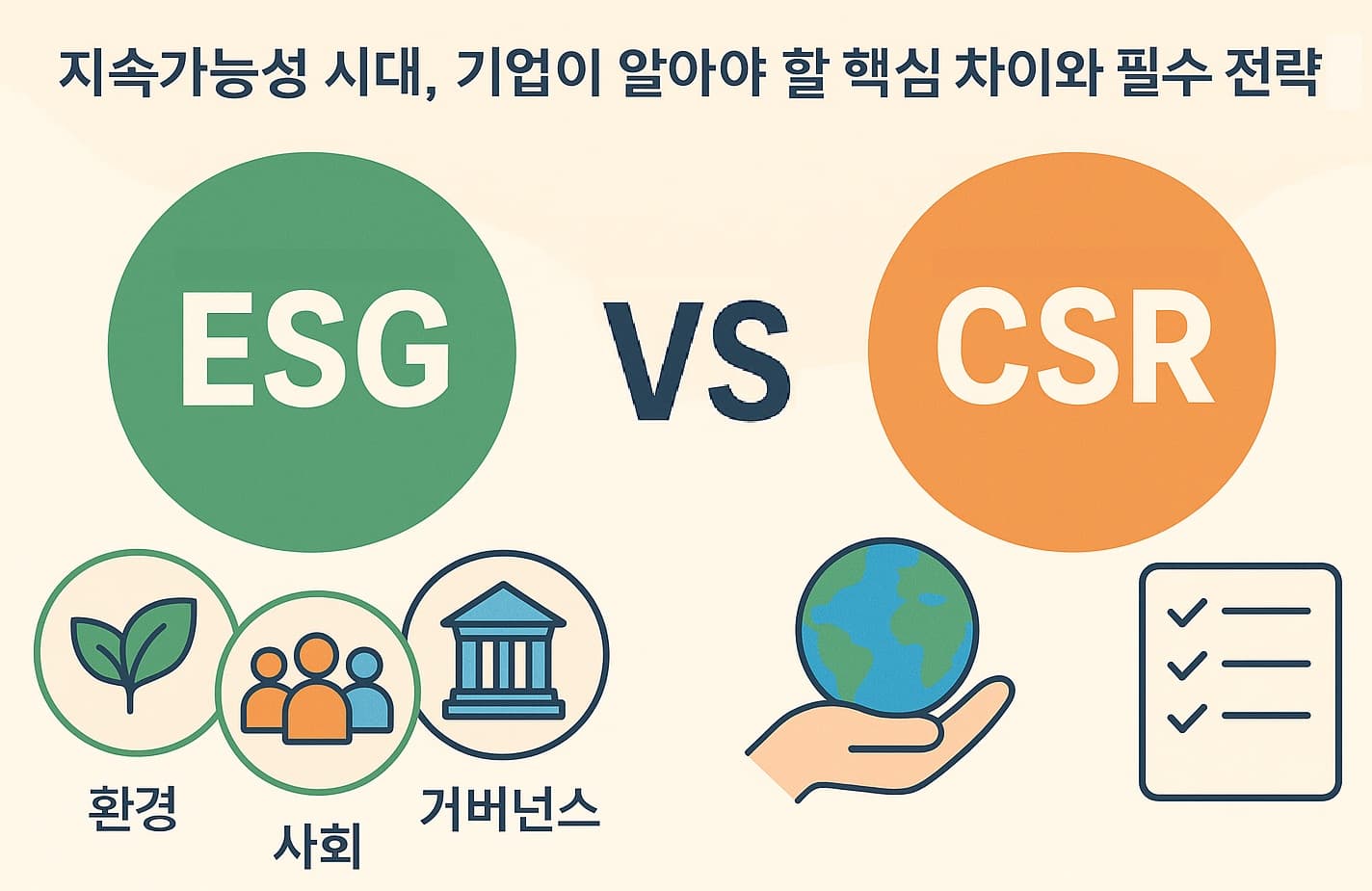 🤔ESG vs. CSR: 지속가능성 시대, 기업이 알아야 할 핵심 차이와 필수 전략