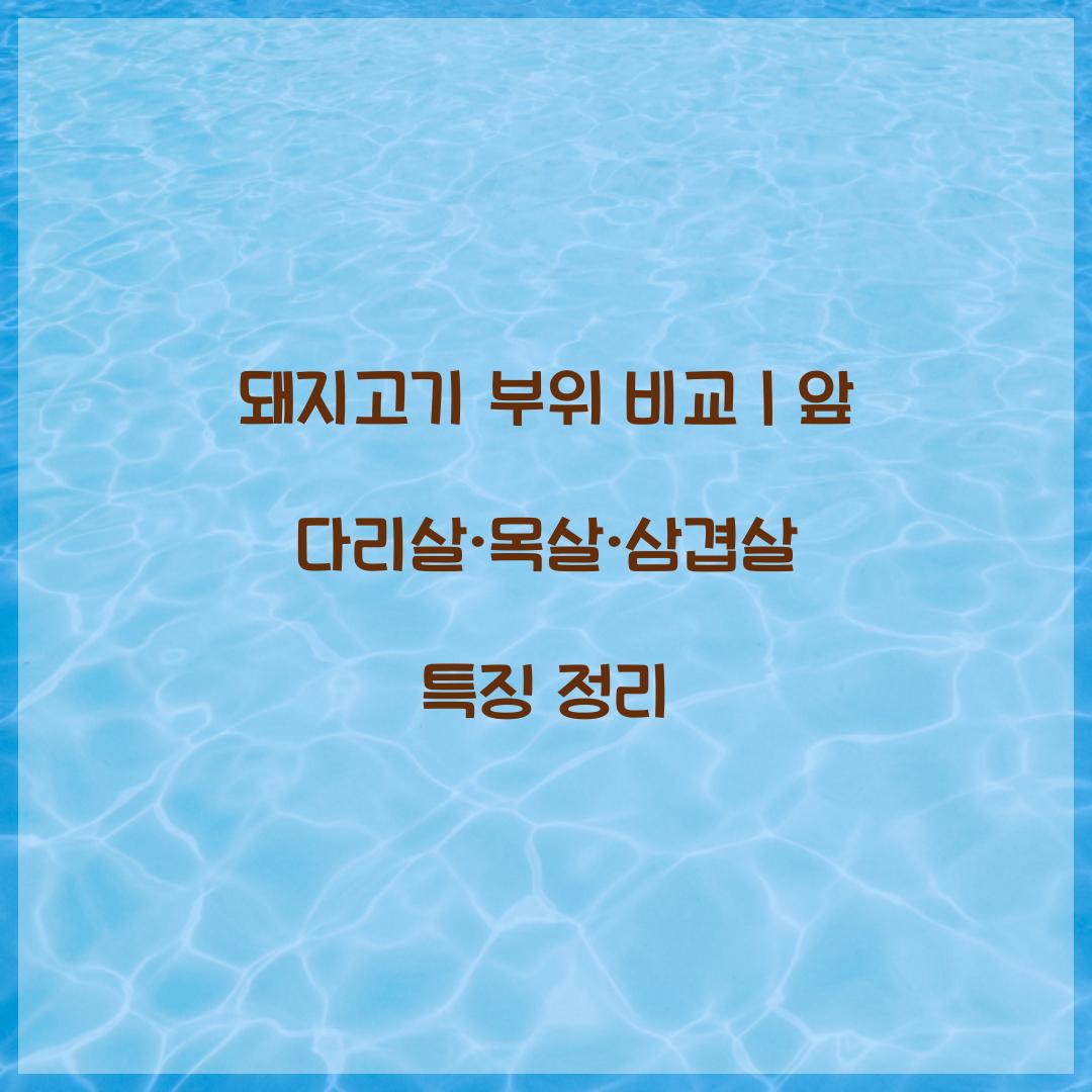 돼지고기 부위 비교