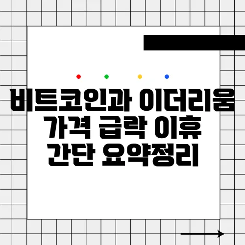 비트코인과 이더리움 가격 급락 이휴 간단 요약정리