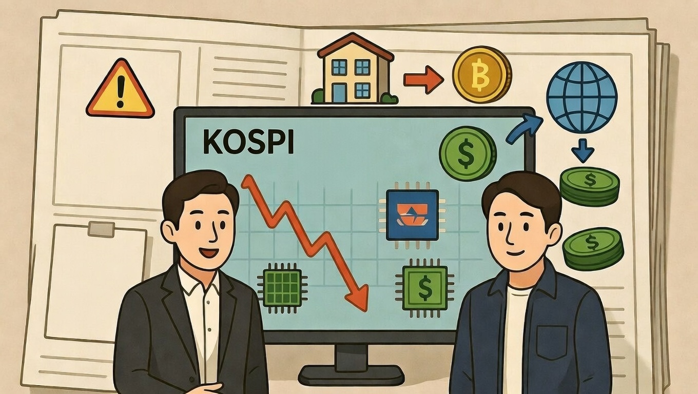 증시로 돈이 흐르는 장면 삽화