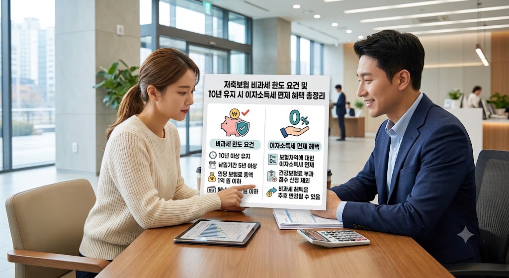 저축보험 비과세 한도 요건 및 10년 유지 시 이자소득세 면제 혜택
