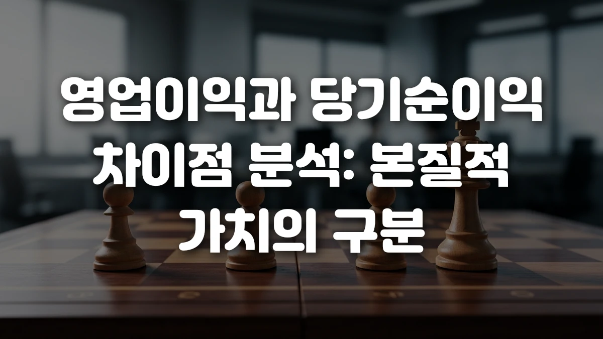 영업이익과 당기순이익 차이점 분석 본질적 가치의 구분