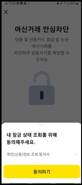 카카오뱅크 여신거래 안심차단 서비스 신청방법