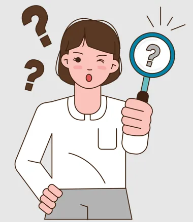 돋보기로 혜택을 들여다 보려는 여성