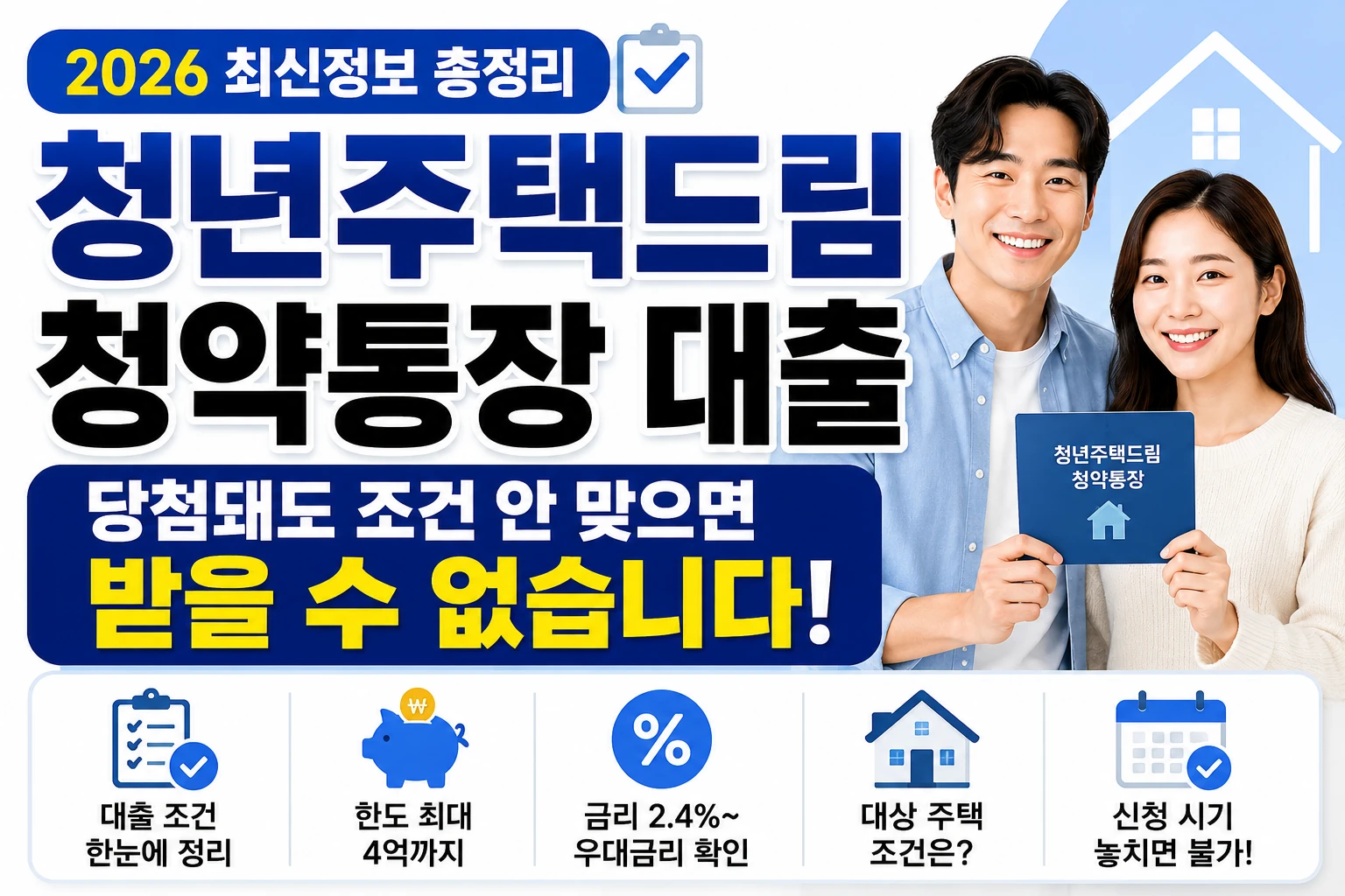 청년주택드림청약통장 대출 당첨돼도 조건 안 맞으면 받을 수 없습니다