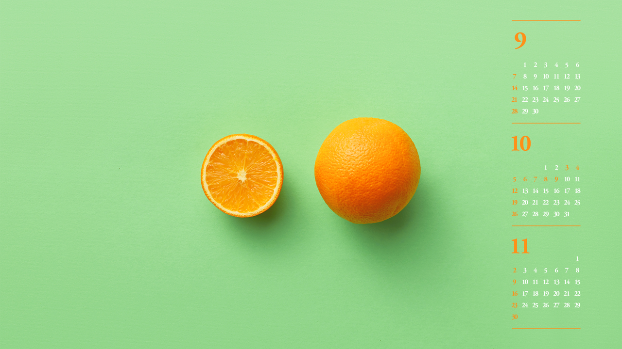 07 오렌지 연두색 배경 B - 2025년10월 노트북배경화면