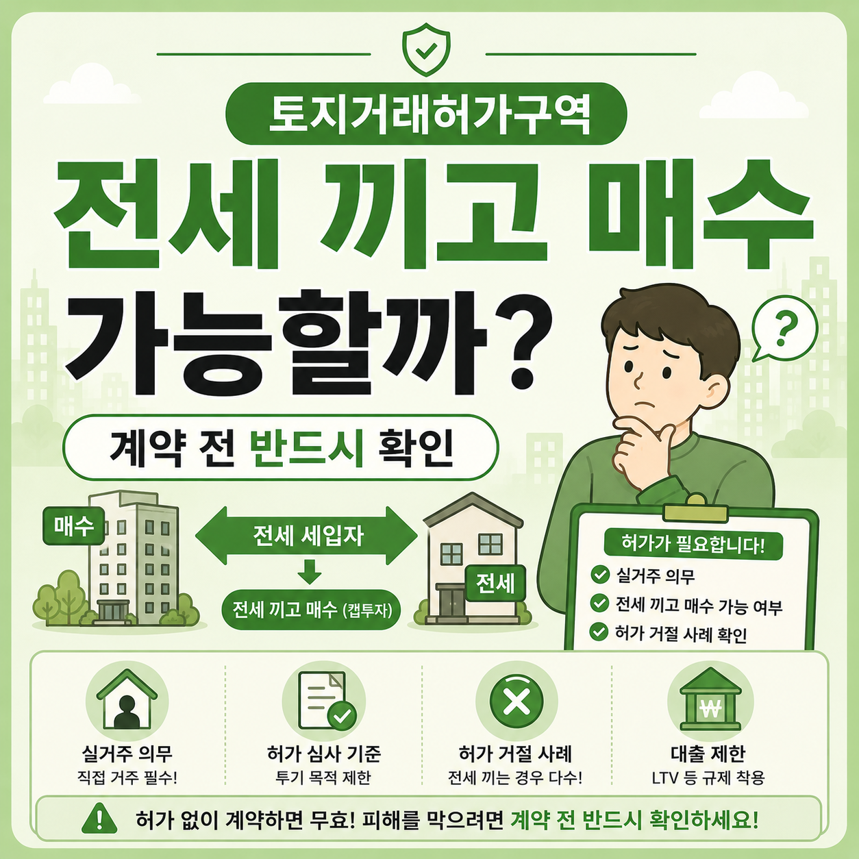 토지거래허가구역 전세 끼고 매수 가능 여부 확인