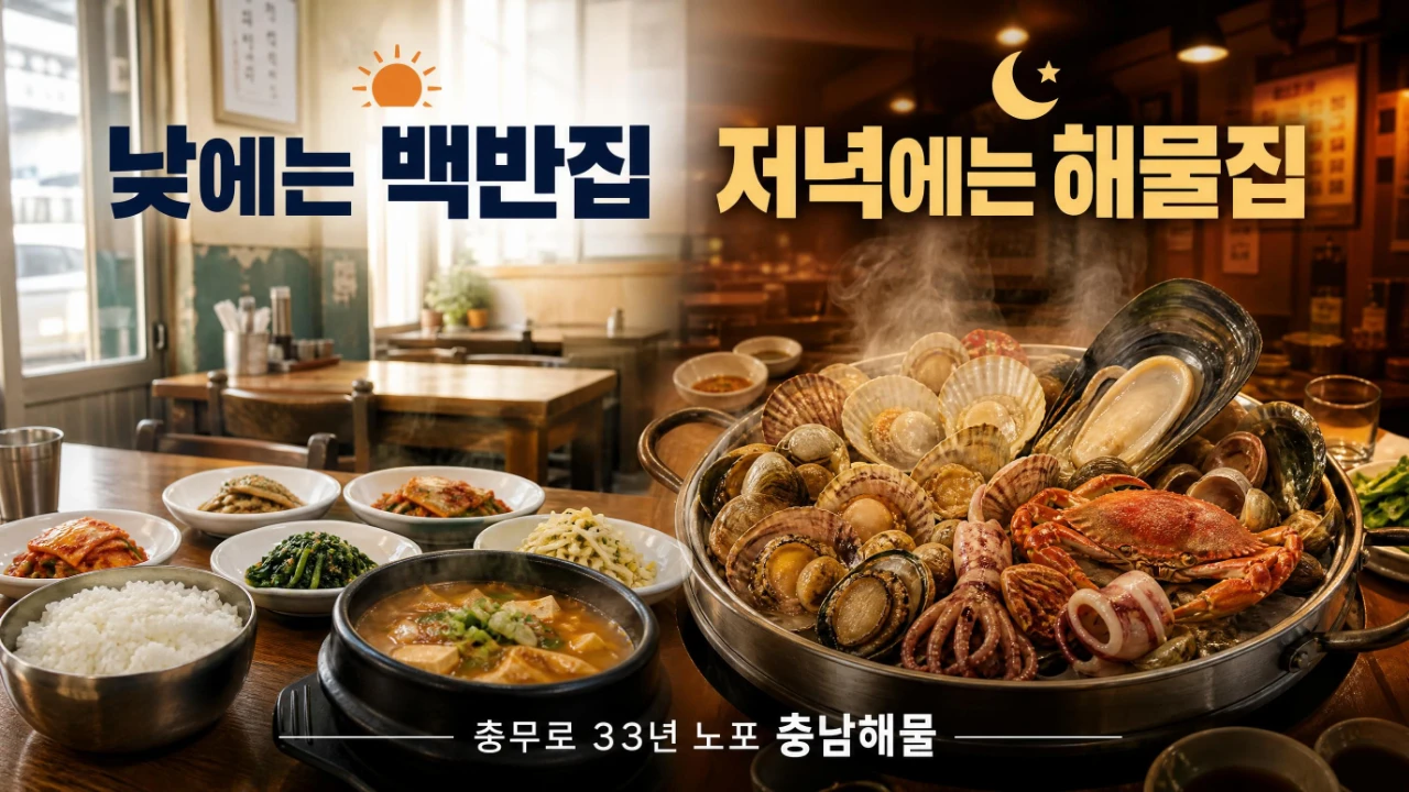 오늘N 충남해물 낮에는 백반집 저녁에는 왕솥조개찜 해물집으로 달라지는 충무로 33년 노포 특징