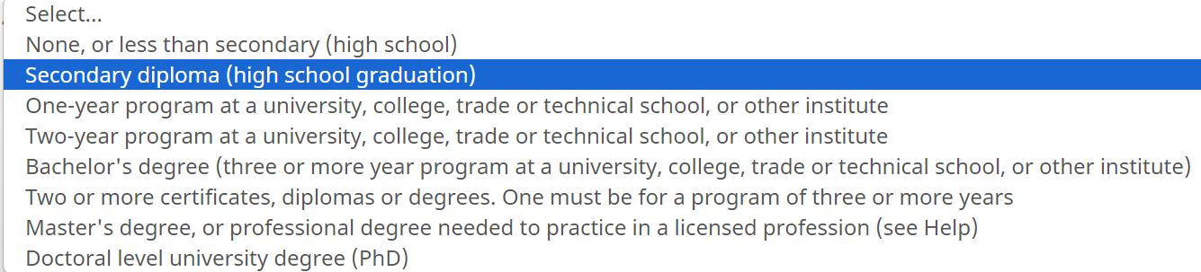 최종학력 선택란