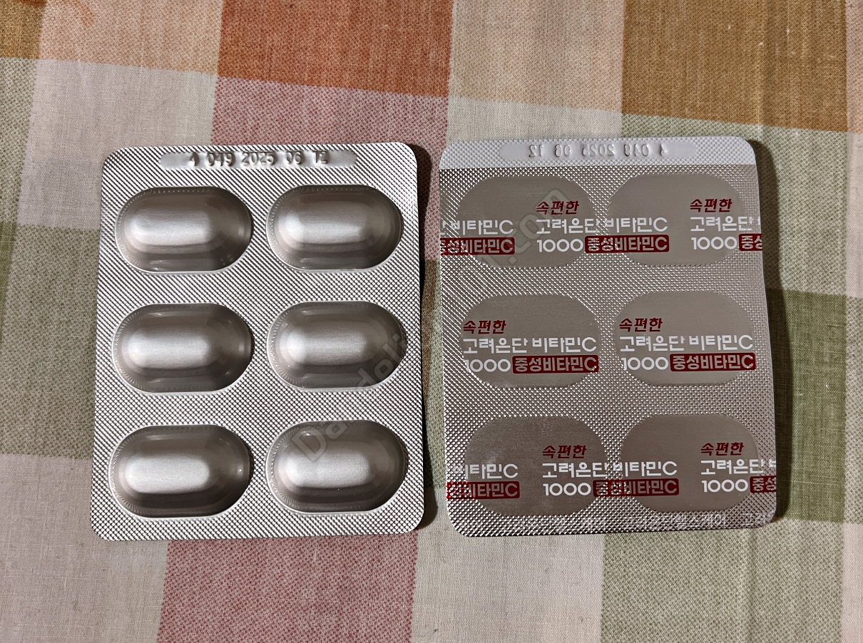 속편한 고려은단 비타민C 1000 중성비타민C 알약 6개 1팩 앞, 뒷면 사진
