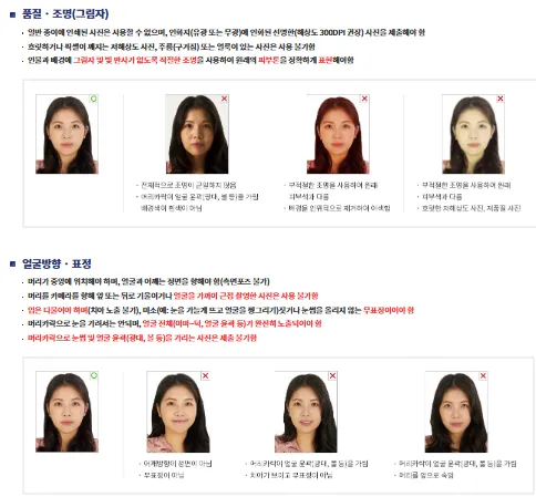 외교부 홈페이지 에 나와있는 여권사진 머리 얼굴 방향
