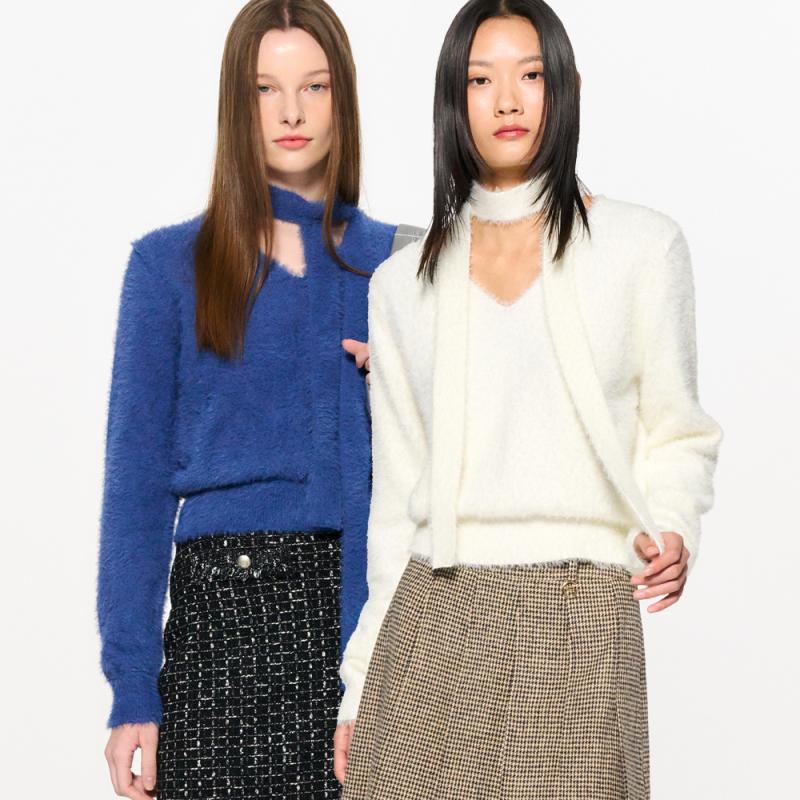 제너럴아이디어 헤어리 스카프 브이넥 풀오버 IV WBC4L05540