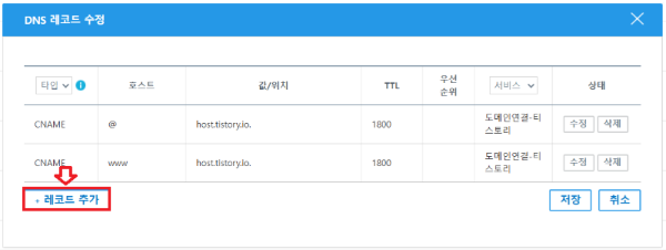 가비아 하위도메인 연결 이미지