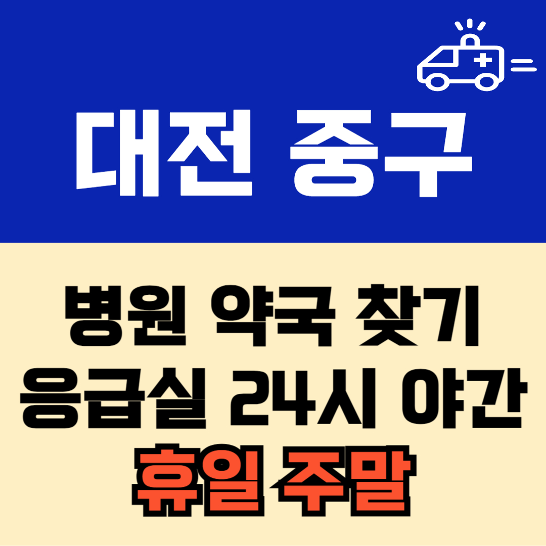 대전 중구 주말 일요일 공휴일 24시 당번 약국 병원 응급실 : 빠르게 찾기!!