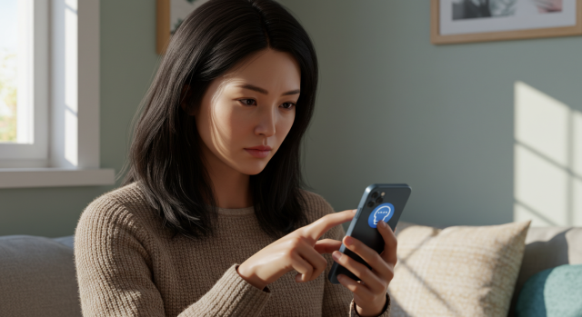 스마트폰으로 우울증 자가진단 앱을 이용하는 한국인 여성