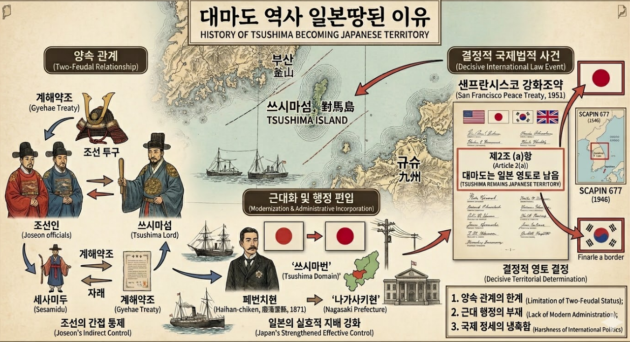 대마도 역사, 일본 영토 편입 이유, 국제법적 결론