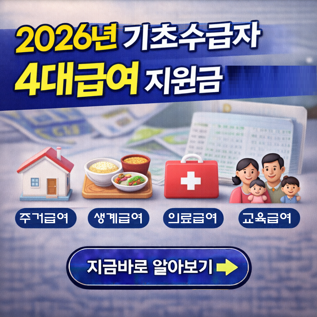 “나도 받을 수 있다!” 기초수급자 4대급여 지원금 한눈에 보기 (2026 최신판)