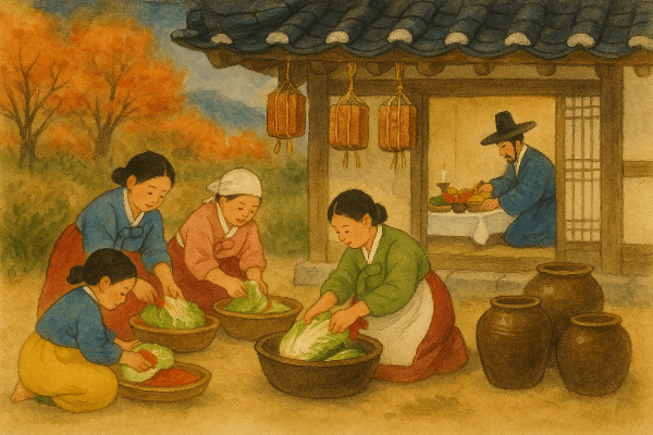 김장하는 모습과 제사상을 준비하는 모습