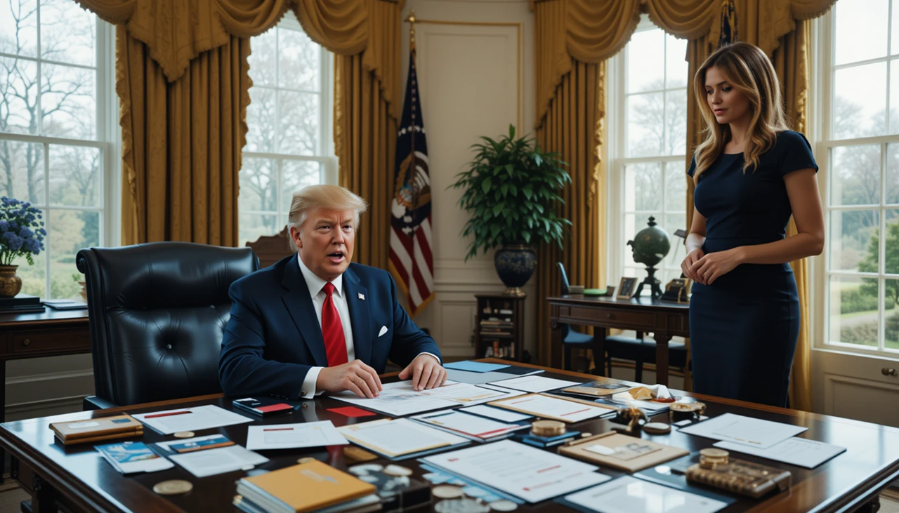 트럼프와 멜라니아 회의 가상 이미지