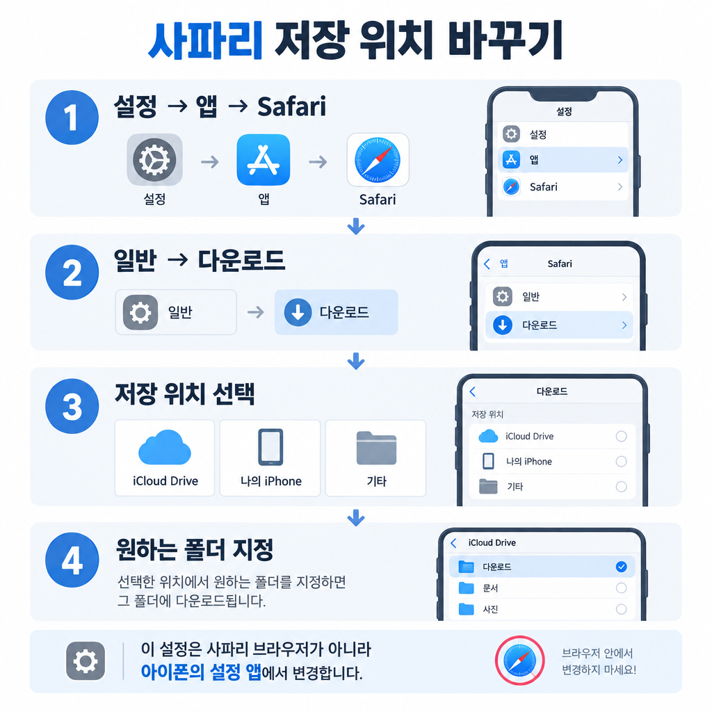 아이폰 사파리 다운로드 폴더 지정 순서