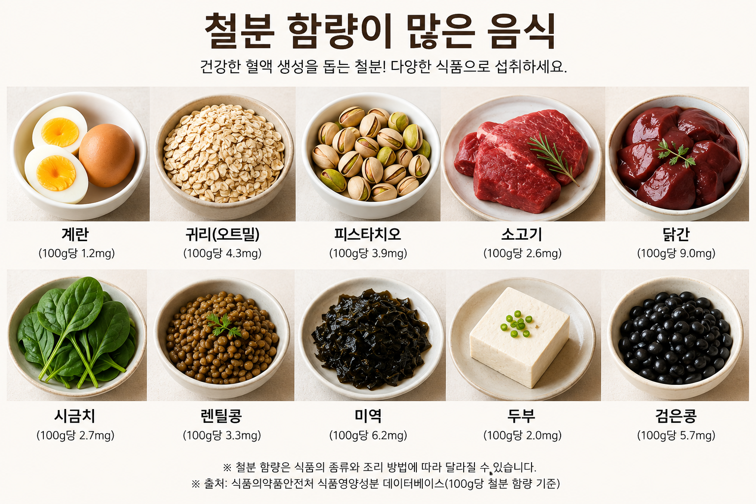 양고기보다 철분 풍부한 음식