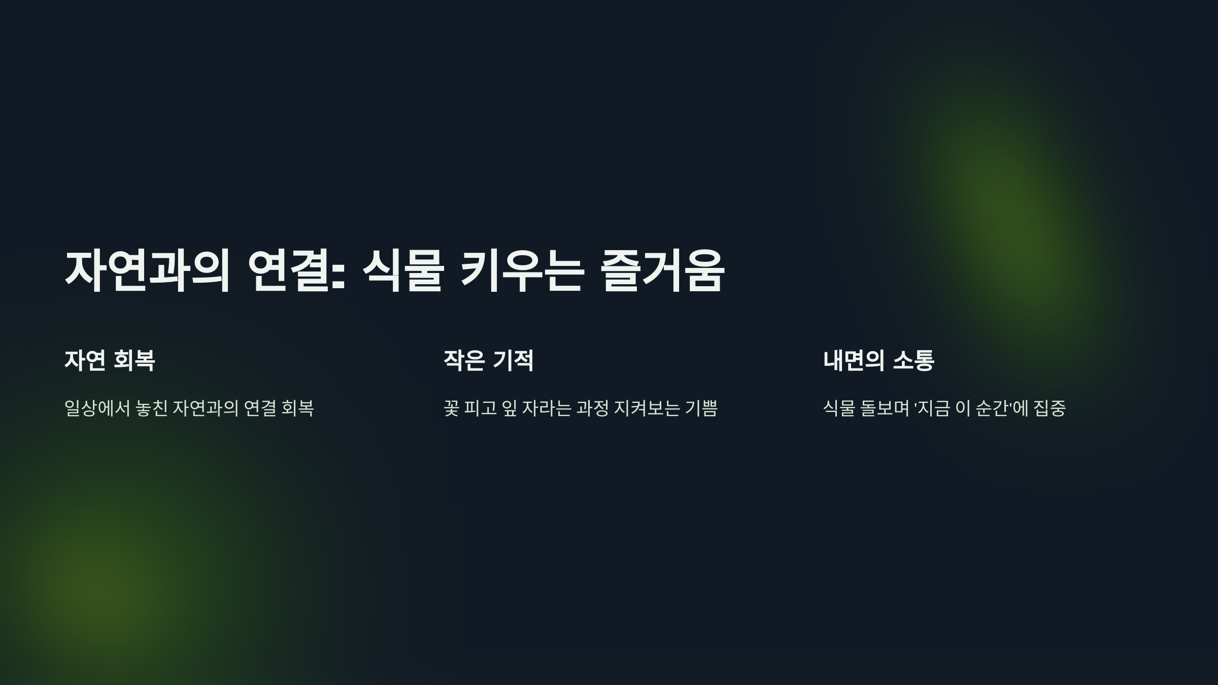 자연과의 연결- 식물을 키우는 즐거움