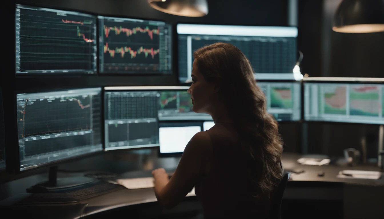 펀드 관련 그래프 확인 중인 여자