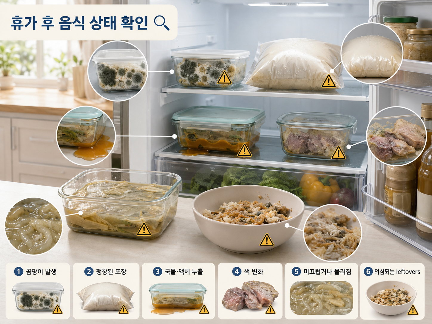 휴가 돌아와서 음식 확인법