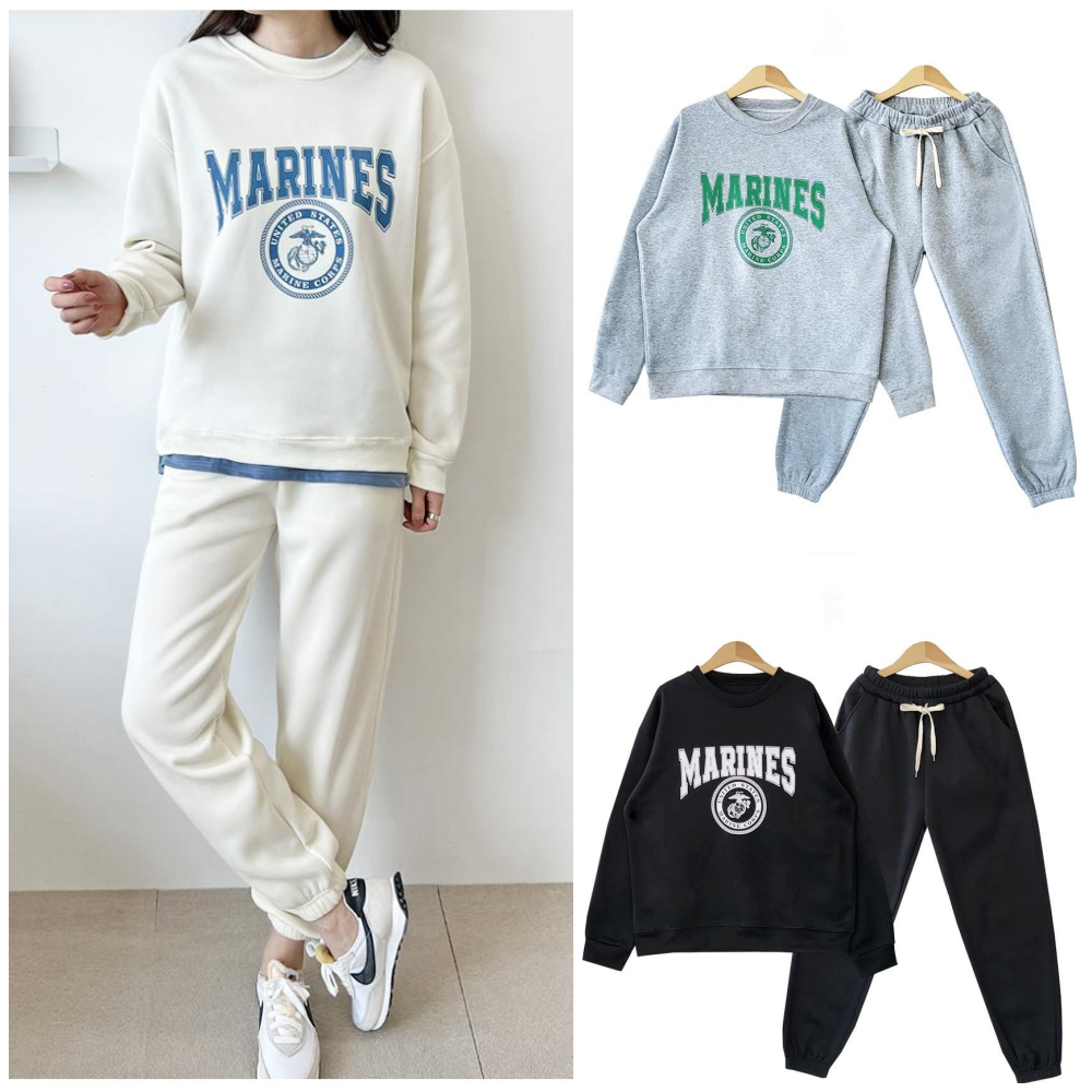 여자 마린 기모세트 상하 여성 조거바지 트레이닝복 기모티셔츠