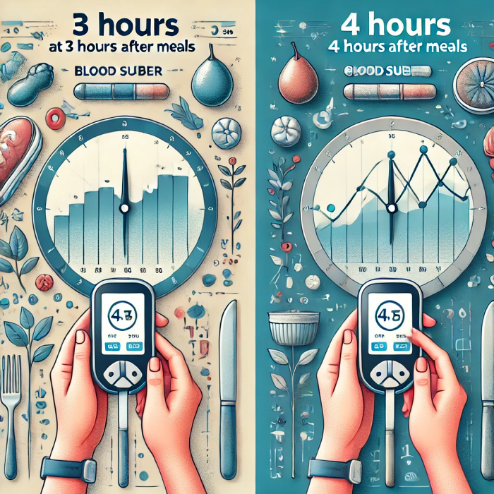 식후 3시간과 4시간 혈당 수치의 차이를 비교한 그래픽.