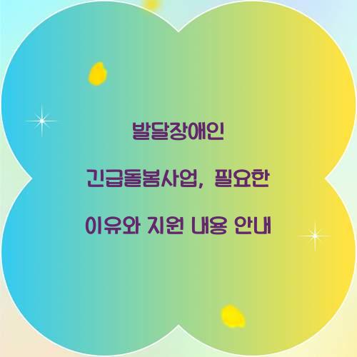 발달장애인 긴급돌봄사업