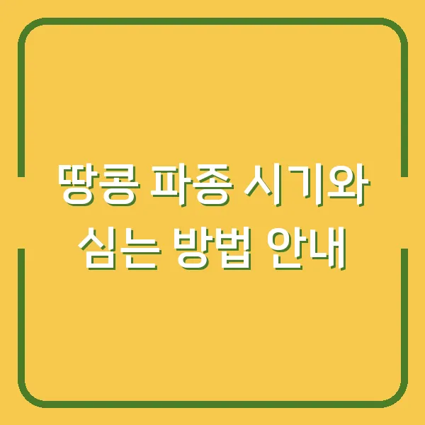 땅콩 파종 시기와 심는 방법 안내