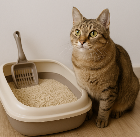 고양이와 고양이 화장실