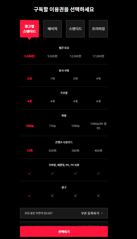 티빙 요금제와 유플러스 멤버십