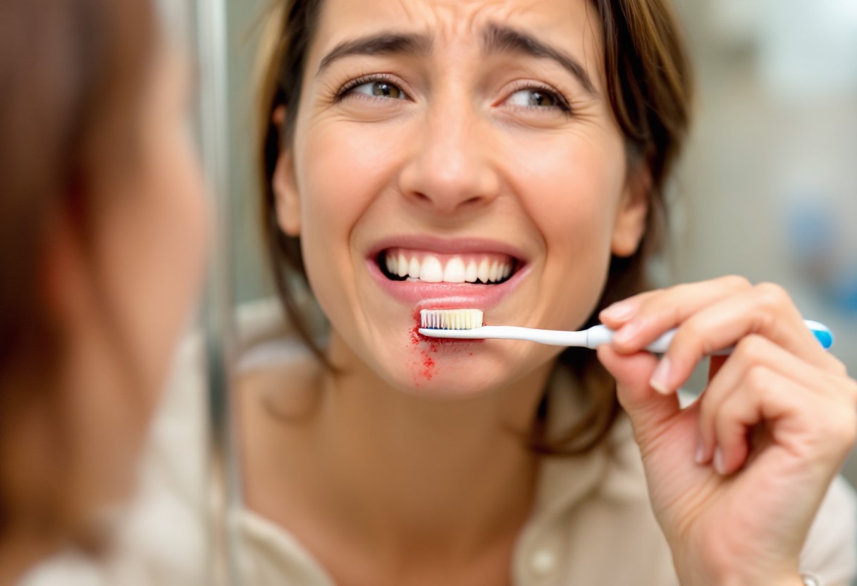 양치 중 잇몸에서 피가 나는 여성, 잇몸 질환의 초기 증상